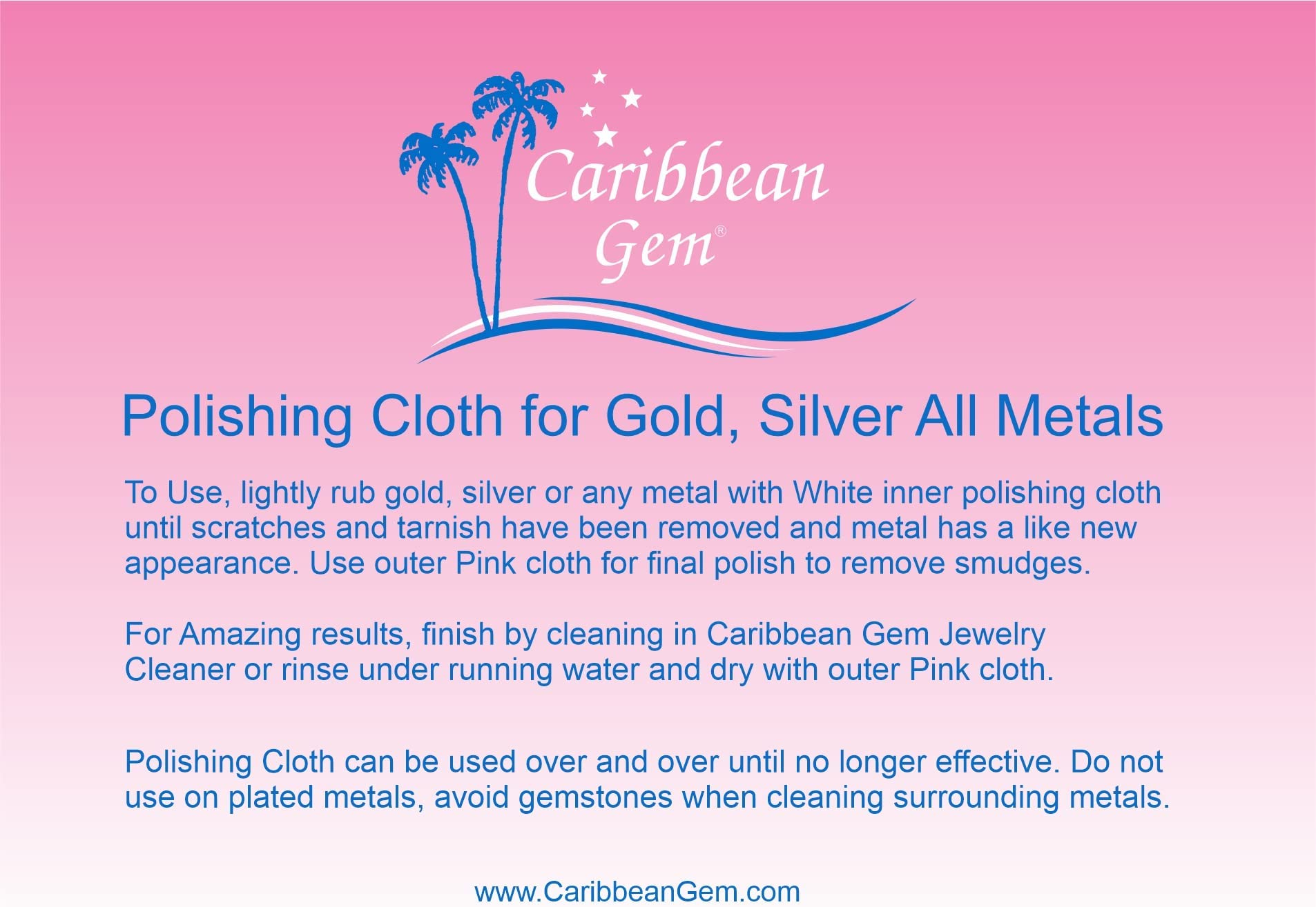 Caribbean Gem Jewelry Cleaner - All About Metals Kit Polish Silver, Gold,  Platinum & More
