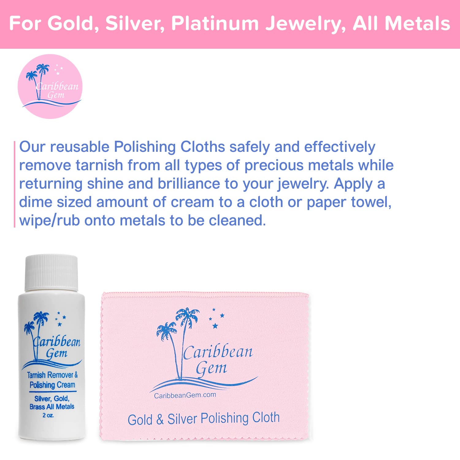  Caribbean Gem Premium Jewelry Cleaner - All Purposes Natural  Banana & Coconut Oil Jewelry Cleaning Solution - Ammonia Free &  Hypoallergenic Cleaner Solution For Gold, Silver, Rings and Precious Gems 