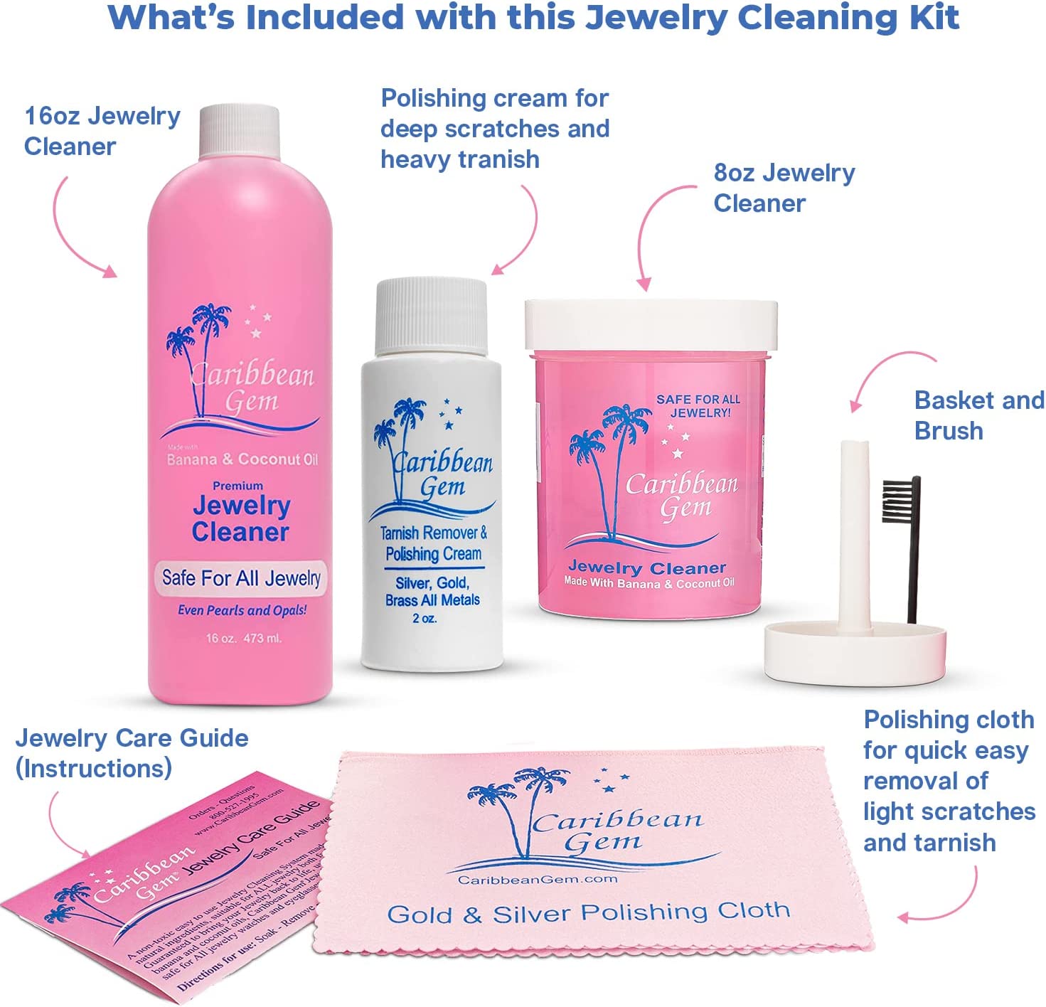 Caribbean Gem Ultra-Plus Jewelry Cleaner Kit Best Natural Non-toxic Jewelry  Cleaner - Caribbean Gem Jewelry Cleaner