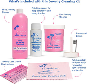 Caribbean Gem Ultra Jewelry Cleaner Kit with Cloths - Now with (Free USA Shipping)