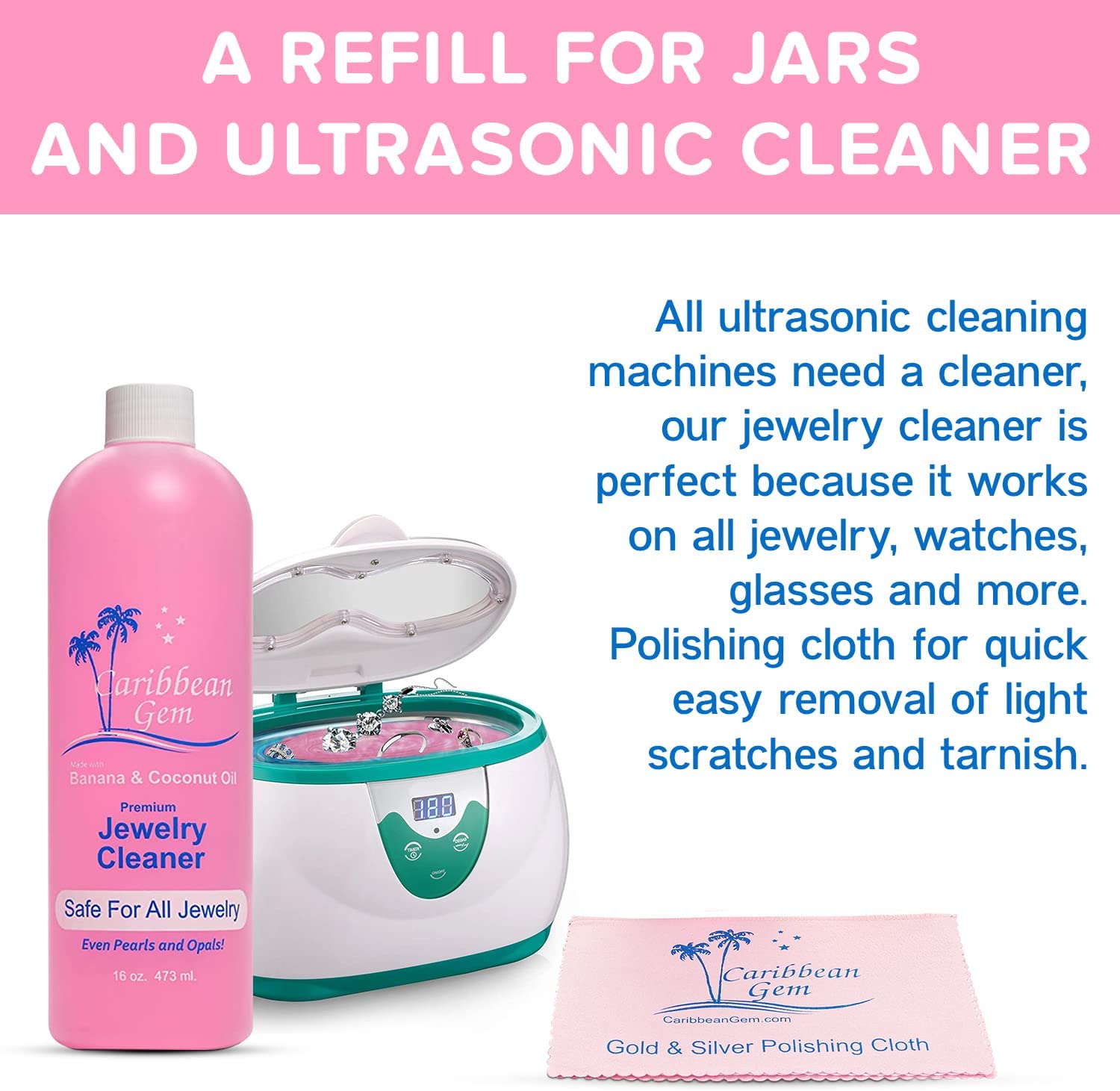 Jewelry Cleaner, Cleaning Solution, Gem & Jewelry Cleaner for